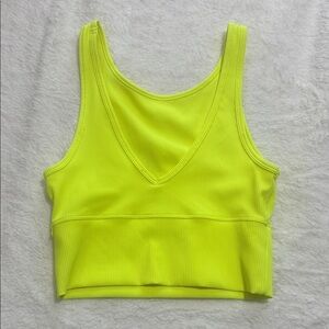 Neon Lululemon Yellow Ribbed Crop Top